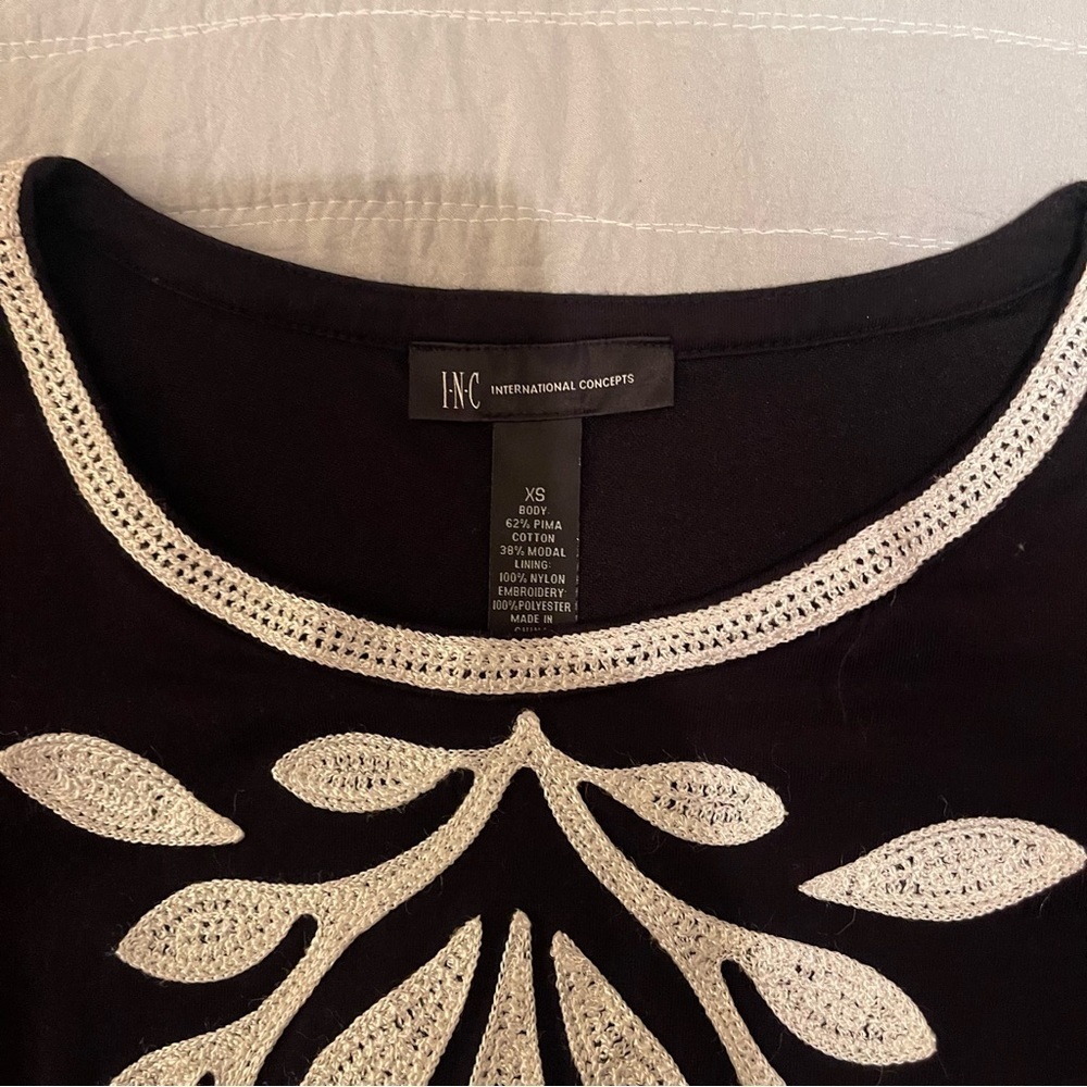 INC. Black Dress/White Embroidery, Size XS - Picture 12 of 12